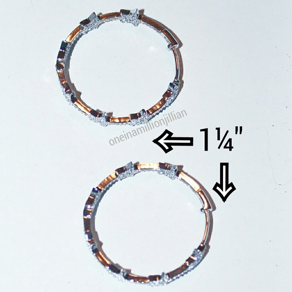 Trendy Pave Star Endless Hoop Earrings - Silver - Picture 6 of 8